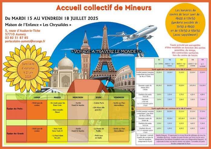 Affiche loisir du 15 au 18 juillet 2025