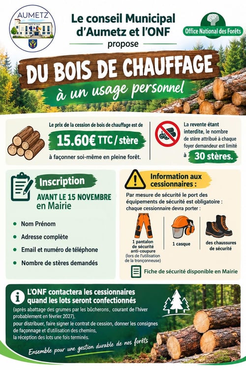Bois de chauffage a usage personnel